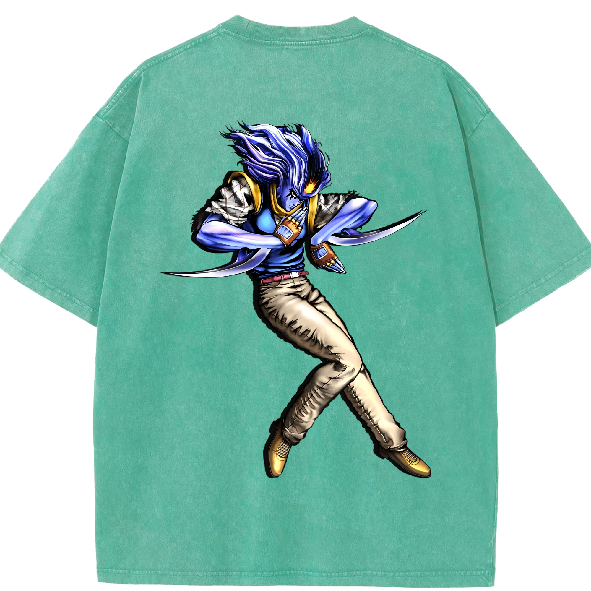 （画像用） ジョジョの奇妙な冒険 JoJo's Bizarre Adventure 綿100% ヴィンテージ風 半袖Tシャツ（背面プリント）